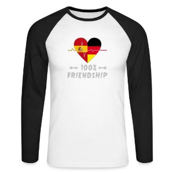 L'Espagne et l'Allemagne : amitié à 100 % - T-shirt baseball manches longues Homme - blanc/noir - Devant - Nik (191cm)