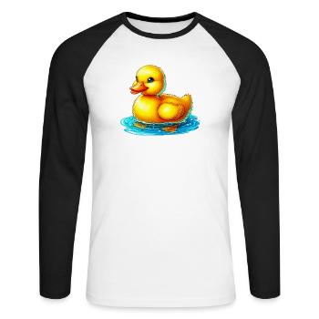 Duckling Duck Duck Duck - Unisex Long Sleeve Baseball T-Shirt - white/black - Front - Nik (191cm)