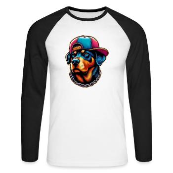 Dog - Unisex Long Sleeve Baseball T-Shirt - white/black - Front - Nik (191cm)