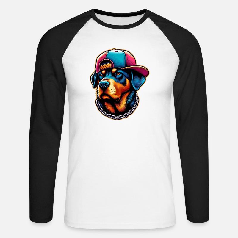 Hund - Unisex Baseballshirt langarm - Weiß/Schwarz