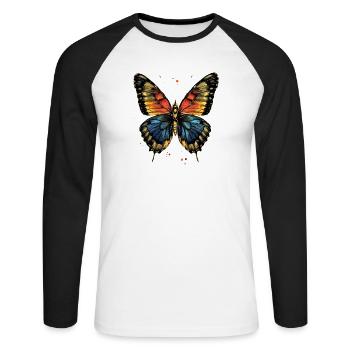 ailes de papillon papillons colorés - T-shirt baseball manches longues Homme - blanc/noir - Devant - Nik (191cm)