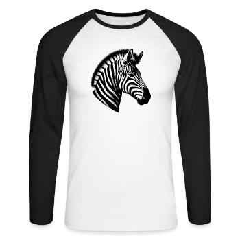 Zebra - Unisex Baseballshirt langarm - Weiß/Schwarz - Vorne - Nik (191cm)