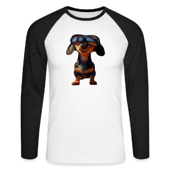 Dachshund, Dachshund, Miniature Dachshund, Dachshund Club, Dachshund - Unisex Long Sleeve Baseball T-Shirt - white/black - Front - Nik (191cm)