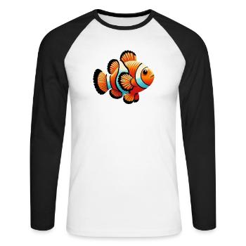 Clownfische - Unisex Baseballshirt langarm - Weiß/Schwarz - Vorne - Nik (191cm)