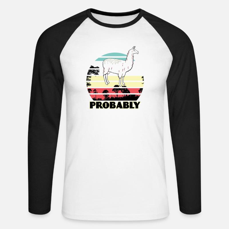 Alpaka - Unisex Baseballshirt langarm - Weiß/Schwarz