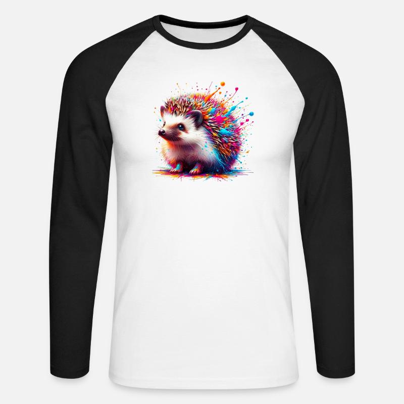 Igel - Unisex Baseballshirt langarm - Weiß/Schwarz