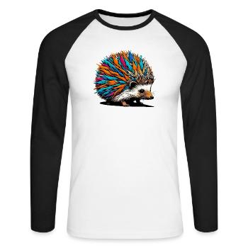 Hérisson - T-shirt baseball manches longues Homme - blanc/noir - Devant - Nik (191cm)