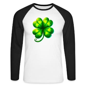 Trèfle à quatre feuilles - T-shirt baseball manches longues Homme - blanc/noir - Devant - Nik (191cm)