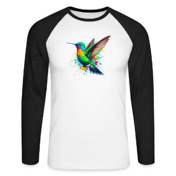 Kolibri - Unisex Baseballshirt langarm - Weiß/Schwarz - Vorne - Nik (191cm)
