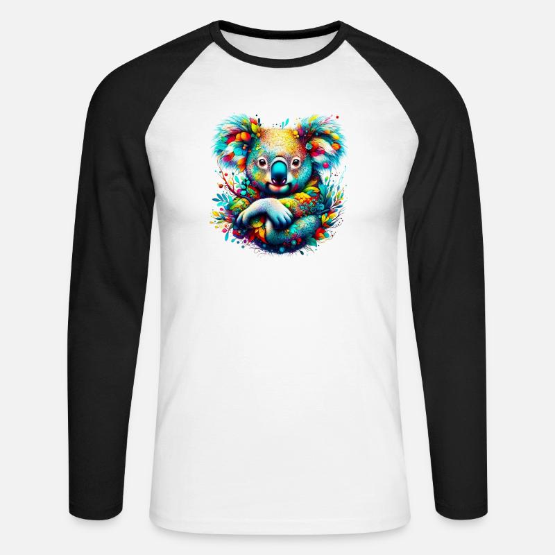 Koala - Unisex Baseballshirt langarm - Weiß/Schwarz