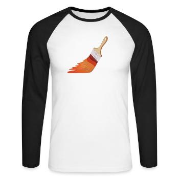 Maler Pinsel - Unisex Baseballshirt langarm - Weiß/Schwarz - Vorne - Nik (191cm)