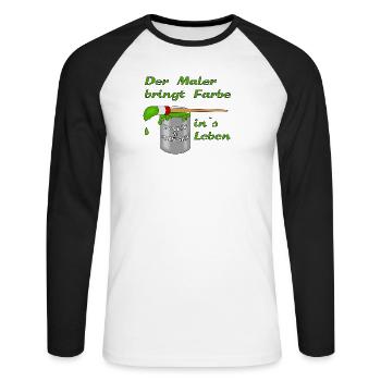 Maler Farbtopf mit Pinsel - Unisex Baseballshirt langarm - Weiß/Schwarz - Vorne - Nik (191cm)