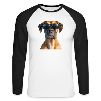 Great Dane Hatz Male Saupacker Great Dane - Unisex Long Sleeve Baseball T-Shirt - white/black - Front - Nik (191cm)