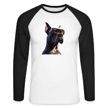 Great Dane Hatz Male Saupacker Great Dane - Unisex Long Sleeve Baseball T-Shirt - white/black - Front - Nik (191cm)