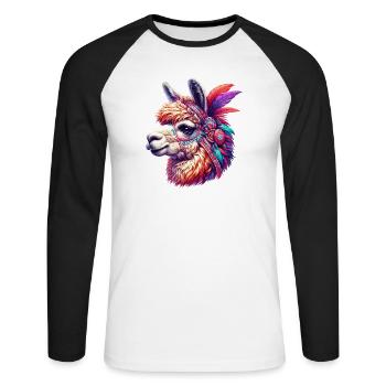 Alpaka - Unisex Baseballshirt langarm - Weiß/Schwarz - Vorne - Nik (191cm)