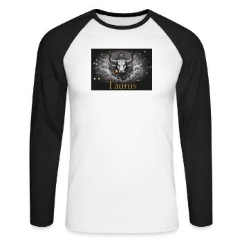 Taurus Sternzeichen Sternzeichen Stier  - Unisex Baseballshirt langarm - Weiß/Schwarz - Vorne - Nik (191cm)