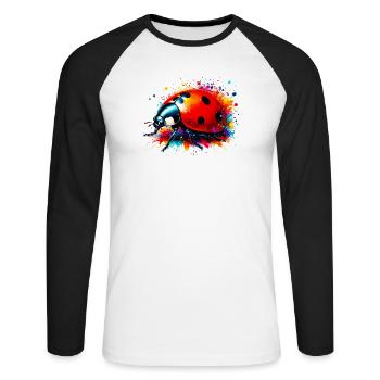 Marienkäfer - Unisex Baseballshirt langarm - Weiß/Schwarz - Vorne - Nik (191cm)
