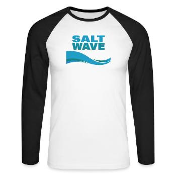 SALT WAVE - Unisex Baseballshirt langarm - Weiß/Schwarz - Vorne - Nik (191cm)