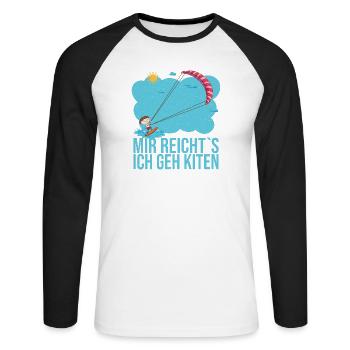 Mir reicht es ich geh kiten das ist mein Hobby - Unisex Baseballshirt langarm - Weiß/Schwarz - Vorne - Nik (191cm)