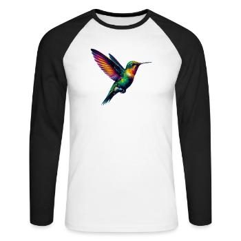 Colibri - T-shirt baseball manches longues Homme - blanc/noir - Devant - Nik (191cm)