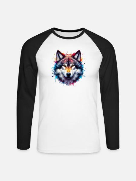 Wolf - Unisex Long Sleeve Baseball T-Shirt - white/black