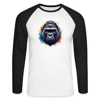 Gorilla - Unisex Long Sleeve Baseball T-Shirt - white/black - Front - Nik (191cm)