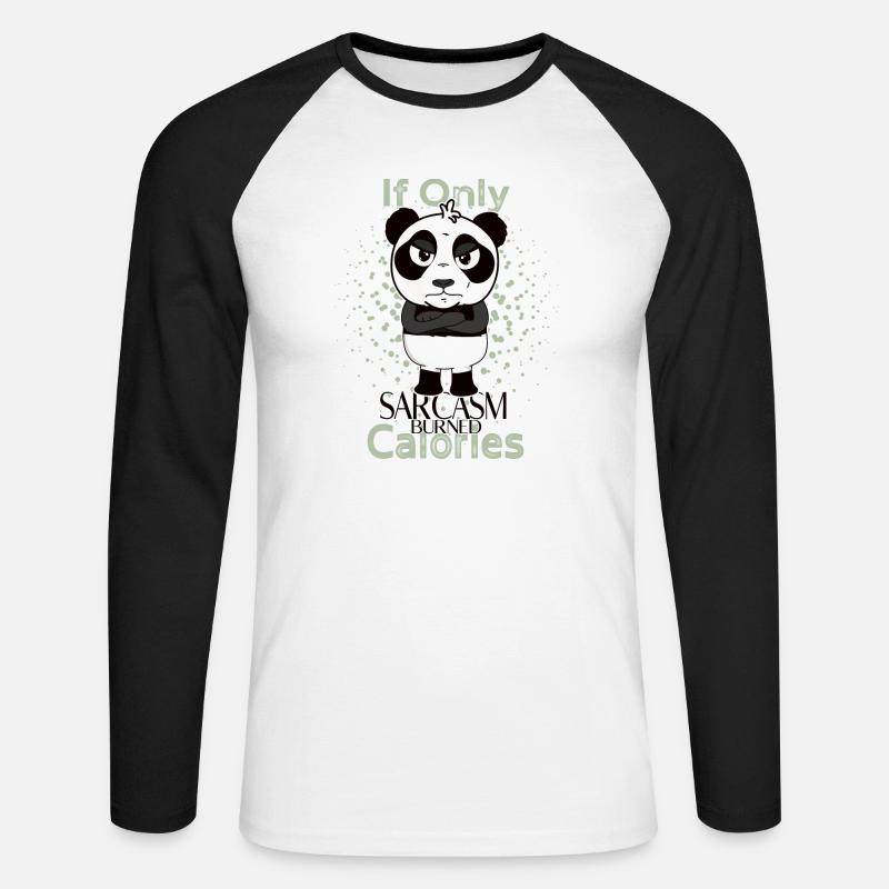 Sarcasm burned calories funny panda - Unisex Baseballshirt langarm - Weiß/Schwarz