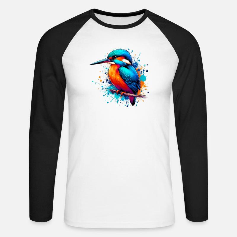 Eisvogel - Unisex Baseballshirt langarm - Weiß/Schwarz