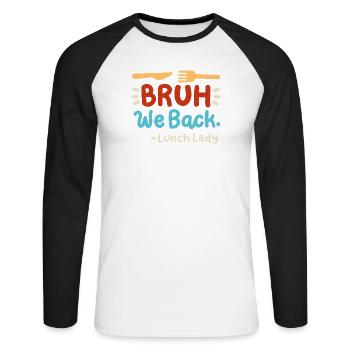 Mittagessen Zurück zur Schule - Unisex Baseballshirt langarm - Weiß/Schwarz - Vorne - Nik (191cm)