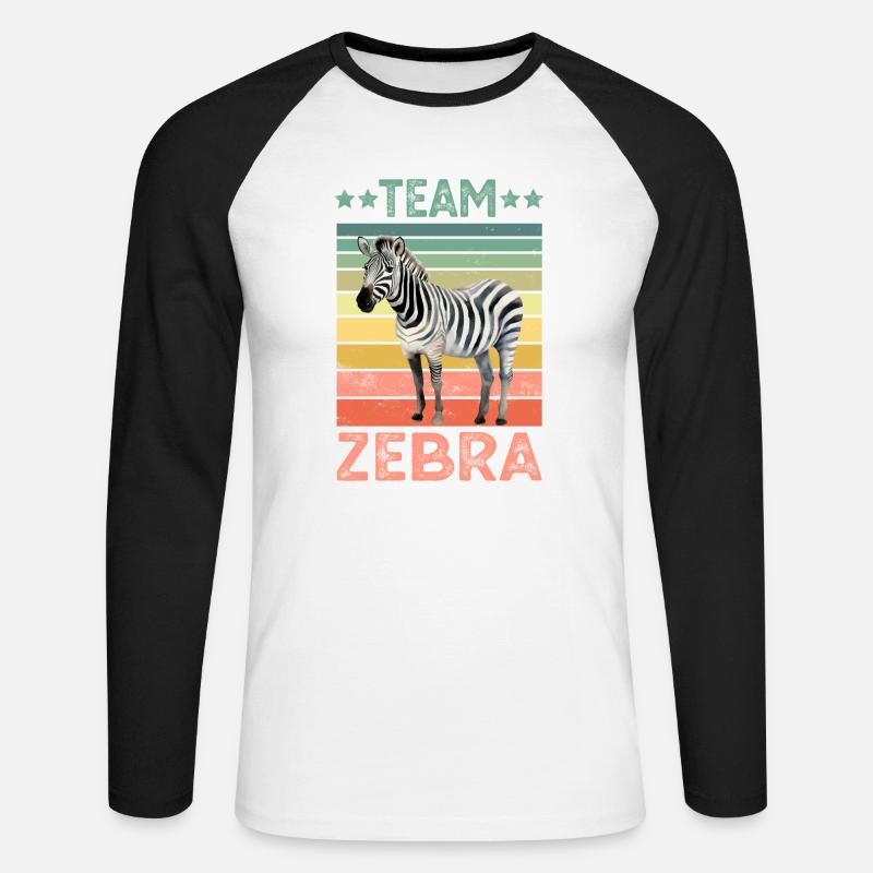 Zebra - Unisex Baseballshirt langarm - Weiß/Schwarz