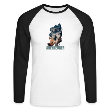 Abenteurer - Unisex Baseballshirt langarm - Weiß/Schwarz - Vorne - Nik (191cm)