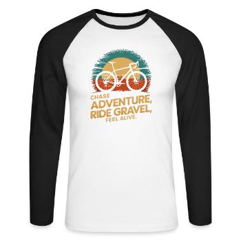 Retro Mountain Bicycle Adventure Tee - Unisex Long Sleeve Baseball T-Shirt - white/black - Front - Nik (191cm)
