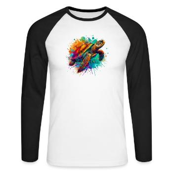Tortue - T-shirt baseball manches longues Homme - blanc/noir - Devant - Nik (191cm)