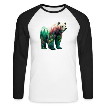 Ours - T-shirt baseball manches longues Homme - blanc/noir - Devant - Nik (191cm)