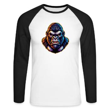 Gorille - T-shirt baseball manches longues Homme - blanc/noir - Devant - Nik (191cm)