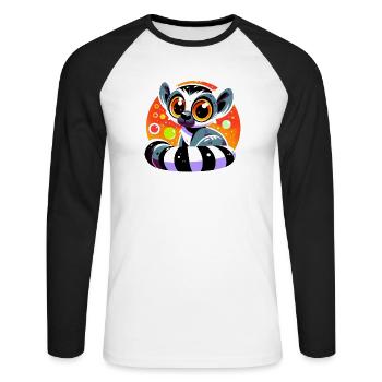 Lémurien - T-shirt baseball manches longues Homme - blanc/noir - Devant - Nik (191cm)