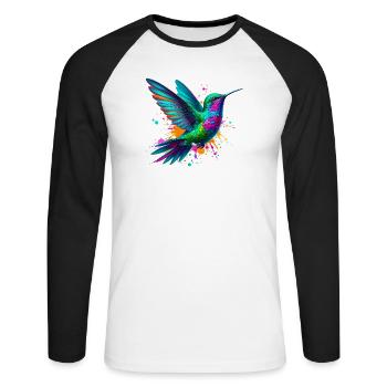 Kolibri - Unisex Baseballshirt langarm - Weiß/Schwarz - Vorne - Nik (191cm)