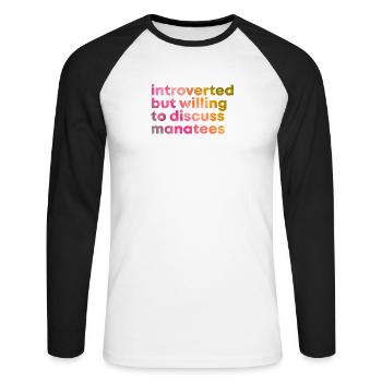 Manatee - Unisex Long Sleeve Baseball T-Shirt - white/black - Front - Nik (191cm)