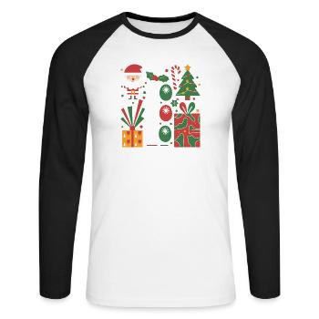 Ensemble d’icônes de Noël festif pour vêtements - T-shirt baseball manches longues Homme - blanc/noir - Devant - Nik (191cm)