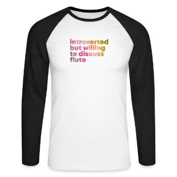 Flute Flute Flute - Unisex Long Sleeve Baseball T-Shirt - white/black - Front - Nik (191cm)