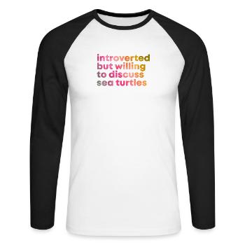 Sea Turtle Sea Turtle Sea Turtle - Unisex Long Sleeve Baseball T-Shirt - white/black - Front - Nik (191cm)