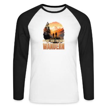 Pfade der Freiheit - Unisex Baseballshirt langarm - Weiß/Schwarz - Vorne - Nik (191cm)