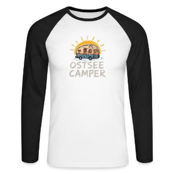 Ostsee Camper Strandzauber - Unisex Baseballshirt langarm - Weiß/Schwarz - Vorne - Nik (191cm)