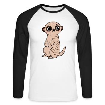 Suricate - T-shirt baseball manches longues Homme - blanc/noir - Devant - Nik (191cm)