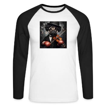 Clown Triste - T-shirt baseball manches longues Homme - blanc/noir - Devant - Nik (191cm)