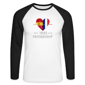 Spain and France 100% friendship - Unisex Long Sleeve Baseball T-Shirt - white/black - Front - Nik (191cm)