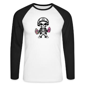 Graffiti Sprayer - Unisex Baseballshirt langarm - Weiß/Schwarz - Vorne - Nik (191cm)