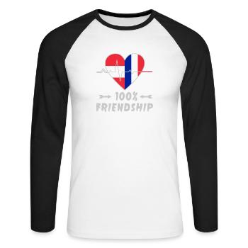 L'Autriche et la France : une amitié à 100 % - T-shirt baseball manches longues Homme - blanc/noir - Devant - Nik (191cm)