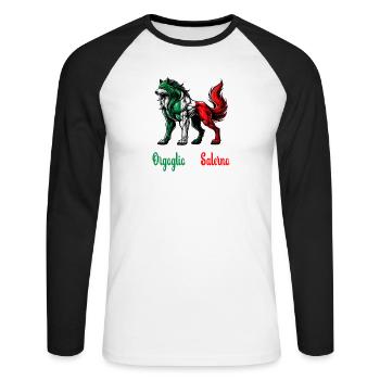 The pride of Salerno Italy flag - Unisex Long Sleeve Baseball T-Shirt - white/black - Front - Nik (191cm)