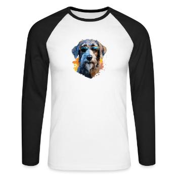 Wolfhound with sunglasses - Unisex Long Sleeve Baseball T-Shirt - white/black - Front - Nik (191cm)